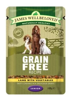 12 X James Wellbeloved Senior Dog Pouches - Grain Free Lamb 100g
