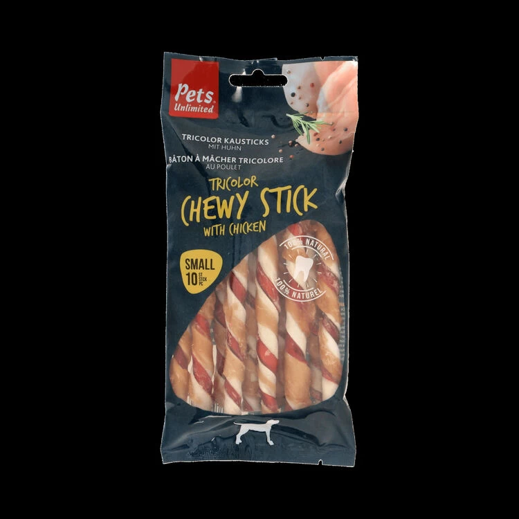 6 X Pets Unlimited Tricolor Chewy Sticks Dog Treats Small - Chicken 10 Pieces 3 6 X Pets Unlimited Tricolor Chewy Sticks Dog Treats Small - Chicken 10 Pieces