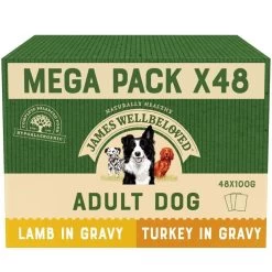 48 X James Wellbeloved Grain Free Dog Food Pouch Turkey & Lamb In Gravy 100g