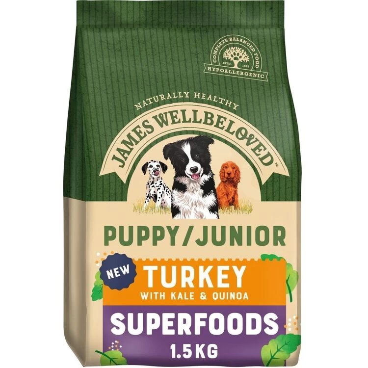James Wellbeloved Superfoods Puppy Dry Dog Food Turkey With Kale & Quinoa 1.5kg 3 James Wellbeloved Superfoods Puppy Dry Dog Food Turkey With Kale & Quinoa 1.5kg
