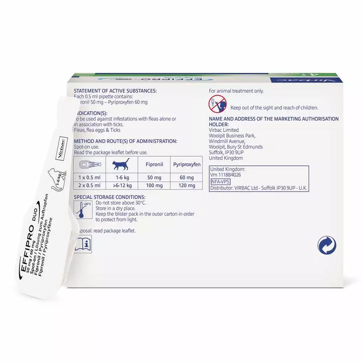 Virbac Effipro Duo Flea & Tick Spot On Solution For Cats & Dogs 5 Virbac Effipro Duo Flea & Tick Spot On Solution For Cats & Dogs - Image 3