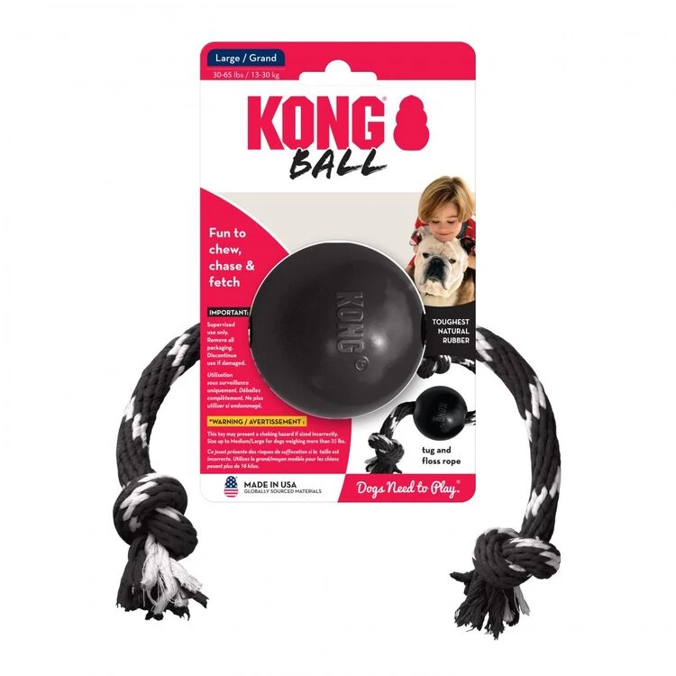 KONG Extreme Dog Ball With Rope Large 3 KONG Extreme Dog Ball With Rope Large