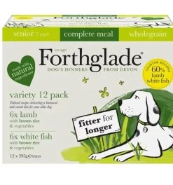 12 X Forthglade Wholegrain Lamb & Fish With Brown Rice Complete Senior Wet Dog Food Variety Pack 95g